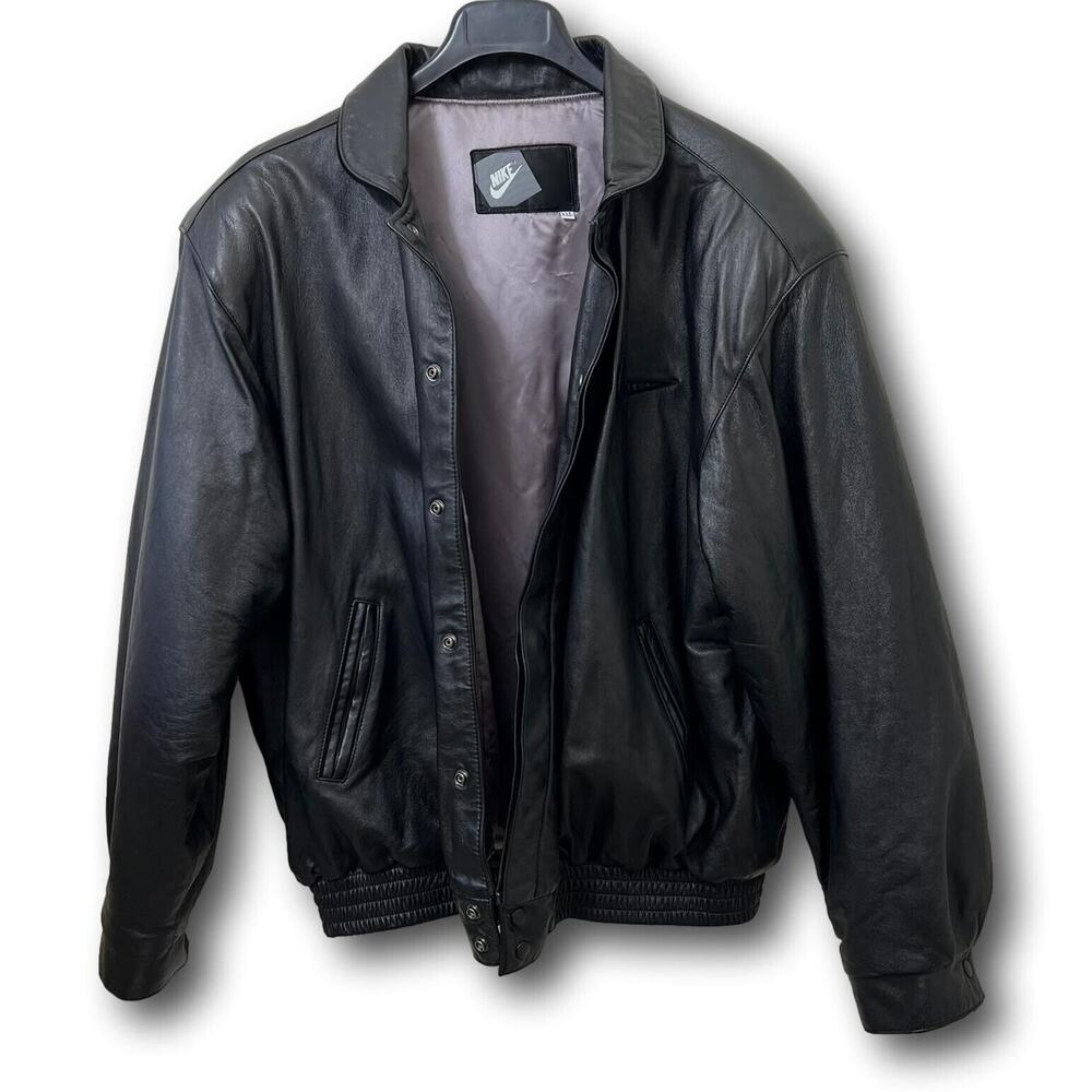Collectible Vintage Nike Big Swoosh Varisty Leather Bomber Jacket – Size XXL - Picture 11 of 16